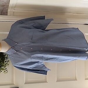 Eddie Bauer large Rufton Strip blue green button down casual